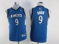 Minnesota Timberwolves #9 Ricky Rubio Blue Stitched Youth NBA Jersey