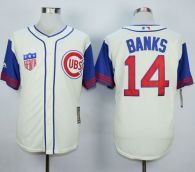 Chicago Cubs -14 Ernie Banks Cream Blue 1942 Turn Back The Clock Stitched MLB Jersey