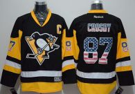 Pittsburgh Penguins -87 Sidney Crosby Black Alternate USA Flag Fashion Stitched NHL Jersey