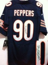 Nike Bears -90 Julius Peppers Navy Blue Team Color Stitched NFL Elite Autographed Jersey