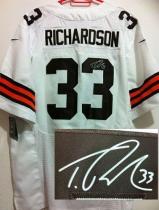 Nike Cleveland Browns -33 Trent Richardson White Men's Stitched NFL Elite Autographed Jersey