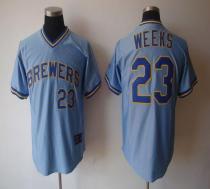 Milwaukee Brewers -23 Rickie Weeks Light Blue Cooperstown Stitched MLB Jersey