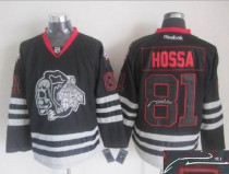 Autographed Chicago Blackhawks -81 Marian Hossa New Black Ice Stitched NHL Jersey