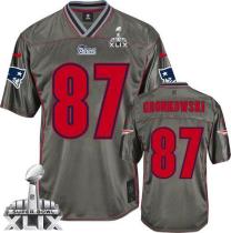 Nike New England Patriots -87 Rob Gronkowski Grey Super Bowl XLIX Mens Stitched NFL Elite Vapor Jers