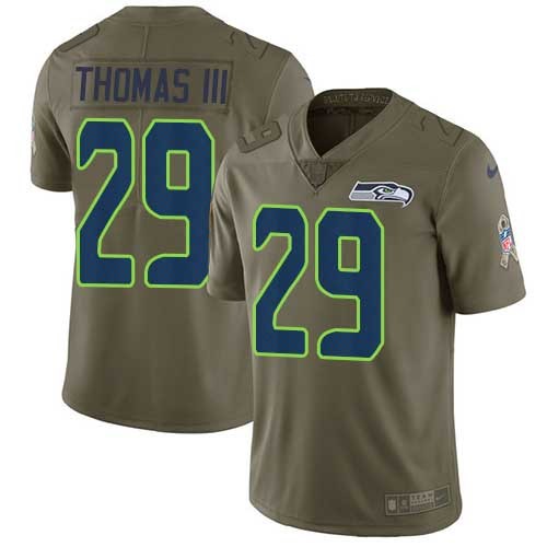 Nike Seahawks -29 Earl Thomas III Olive Stitched NFL Limited 2017 Salute to Service Jersey