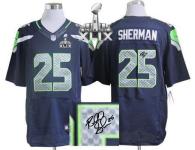 Nike Seattle Seahawks #25 Richard Sherman Steel Blue Team Color Super Bowl XLIX Men's Stitched NFL E