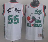 Mitchell And Ness Denver Nuggets -55 Dikembe Mutombo White 1996 All star Stitched NBA Jersey