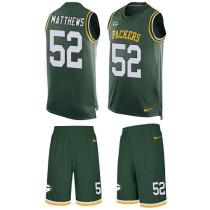 Packers -52 Clay Matthews Green Team Color Stitched NFL Limited Tank Top Suit Jersey