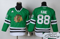 Autographed Chicago Blackhawks -88 Patrick Kane Green Stitched NHL Jersey