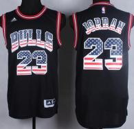 Chicago Bulls -23 Michael Jordan Black USA Flag Fashion Stitched NBA Jersey