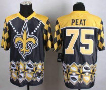 Nike New Orleans Saints -75 Andrus Peat Black Stitched NFL Elite Noble Fashion Jersey