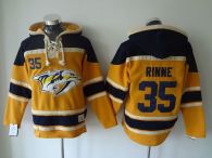Nashville Predators -35 Pekka Rinne Yellow Sawyer Hooded Sweatshirt Stitched NHL Jersey