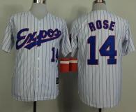 Mitchell And Ness 1982 Expos -14 Pete Rose White Black Strip  Throwback Stitched MLB Jersey