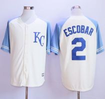 Kansas City Royals -2 Alcides Escobar Cream Exclusive Vintage Stitched MLB Jersey