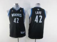 Minnesota Timberwolves #42 Kevin Love Black Stitched Youth NBA Jersey