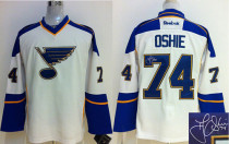 Autographed St Louis Blues -74 T J Oshie White Stitched NHL Jersey
