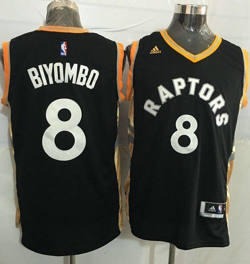 Toronto Raptors -8 Bismack Biyombo Black Gold Stitched NBA Jersey