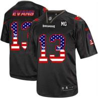 NikeTampa Bay Buccaneers #13 Mike Evans Black With MG Patch Men‘s Stitched NFL Elite USA Flag Fashio
