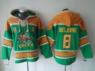 Anaheim Ducks -8 Teemu Selanne Green Sawyer Hooded Sweatshirt Stitched NHL Jersey