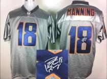 Nike Denver Broncos #18 Peyton Manning Elite Grey Shadow Men's Stitched NFL Autographed Jersey