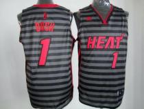 Miami Heat -1 Chris Bosh Black Grey Groove Stitched NBA Jersey