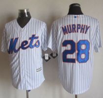 New York Mets -28 Daniel Murphy White Blue Strip New Cool Base Stitched MLB Jersey