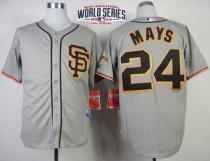 San Francisco Giants #24 Willie Mays Grey Cool Base Road 2 W 2014 World Series Patch Stitched MLB Je