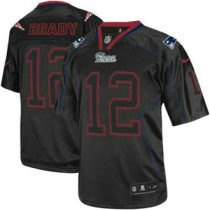 Nike Patriots -12 Tom Brady Lights Out Black Stitched NFL Elite Jersey