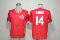 Mitchell And Ness Cincinnati Reds -14 Pete Rose Red Throwback Stitched MLB Jersey
