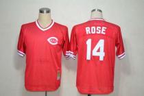 Mitchell And Ness Cincinnati Reds -14 Pete Rose Red Throwback Stitched MLB Jersey