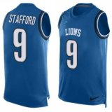 Nike Lions -9 Matthew Stafford Blue Team Color Stitched NFL Limited Tank Top Jersey