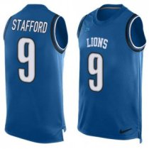 Nike Lions -9 Matthew Stafford Blue Team Color Stitched NFL Limited Tank Top Jersey