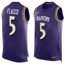Nike Ravens -5 Joe Flacco Purple Team Color Stitched NFL Limited Tank Top Jersey