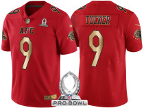 BALTIMORE RAVENS -9 JUSTIN TUCKER AFC 2017 PRO BOWL RED GOLD LIMITED JERSEY