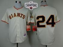 San Francisco Giants #24 Willie Mays Cream Cool Base W 2014 World Series Champions Patch Stitched ML