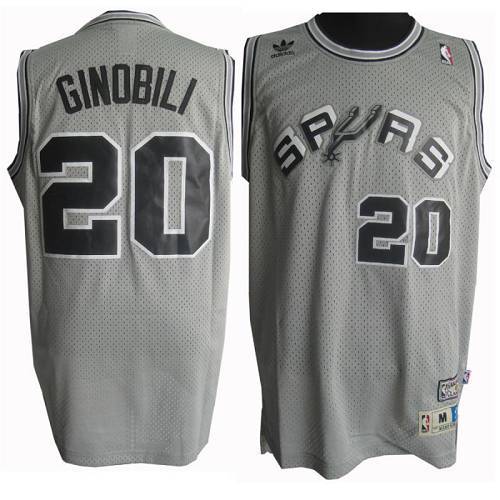 San Antonio Spurs -20 Manu Ginobili Grey Throwback Stitched NBA Jersey
