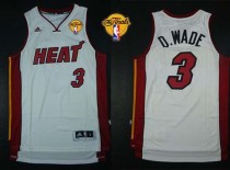 Miami Heat -3 Dwyane Wade White Nickname D WADE Finals Patch Stitched NBA Jersey