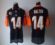 Nike Bengals -14 Andy Dalton Black Team Color With C Patch Stitched NFL Elite Jersey