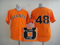 MLB San Francisco Giants #48 Pablo Sandoval Stitched Orange Autographed Jersey
