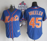 New York Mets -45 Zack Wheeler Blue Alternate Home New Cool Base W 2015 World Series Patch Stitched