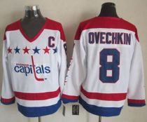 Washington Capitals -8 Alex Ovechkin White CCM Throwback Stitched NHL Jersey