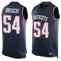 Nike New England Patriots -54 Tedy Bruschi Navy Blue Team Color Stitched NFL Limited Tank Top Jersey
