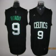 Boston Celtics -9 Rajon Rondo Black With Green Name Stitched NBA Jersey
