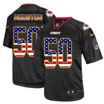 Nike Kansas City Chiefs #50 Justin Houston Houston Black Men's Stitched NFL Elite USA Flag Fashion J