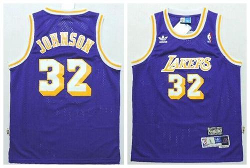 Los Angeles Lakers #32 Orlando Magic Johnson Purple Throwback Stitched Youth NBA Jersey