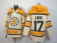 Boston Bruins -17 Milan Lucic Cream Sawyer Hooded Sweatshirt Stitched NHL Jersey
