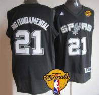 San Antonio Spurs -21 Tim Duncan Black Big Fundamental Finals Patch Stitched NBA Jersey