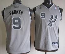 San Antonio Spurs #9 Tony Parker Grey Youth Stitched NBA Jersey