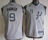 San Antonio Spurs #9 Tony Parker Grey Youth Stitched NBA Jersey