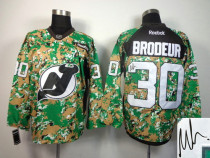 Autographed NHL New Jersey Devils -30 Martin Brodeur Camo Veterans Day Practice Jersey